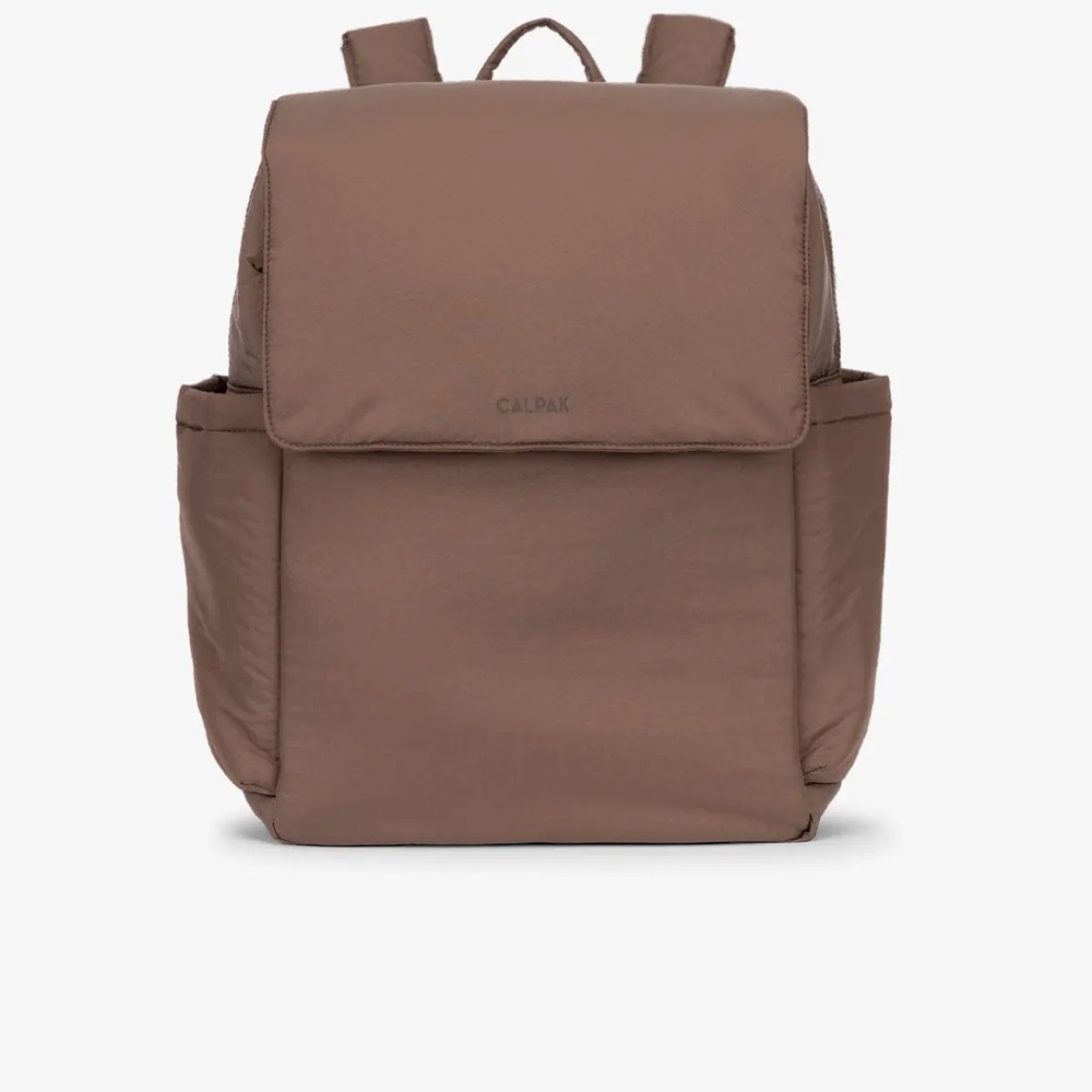 Calpak Brown Backpack with Minimalist Design and Adjustable Straps